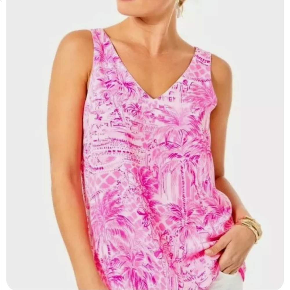 EUC Lilly Pulitzer Florin Top Pink Blossom Palm Beach Paradise Size XS